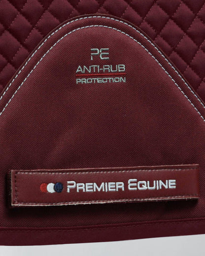 Premier Equine Burgundy Pony Saddle Pad - Cotton GP/Jump Square with Anti-Rub Protection