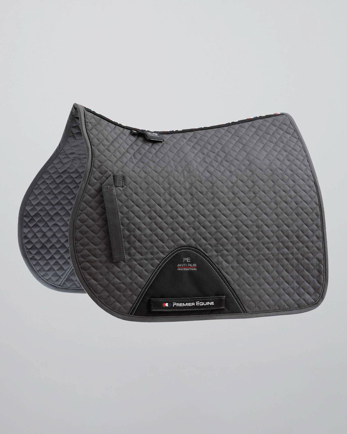 PREMIER EQUINE Pony Plain Cotton GP/Jump Square Grey - Saddle Pad for Ponies, Comfort & Protection