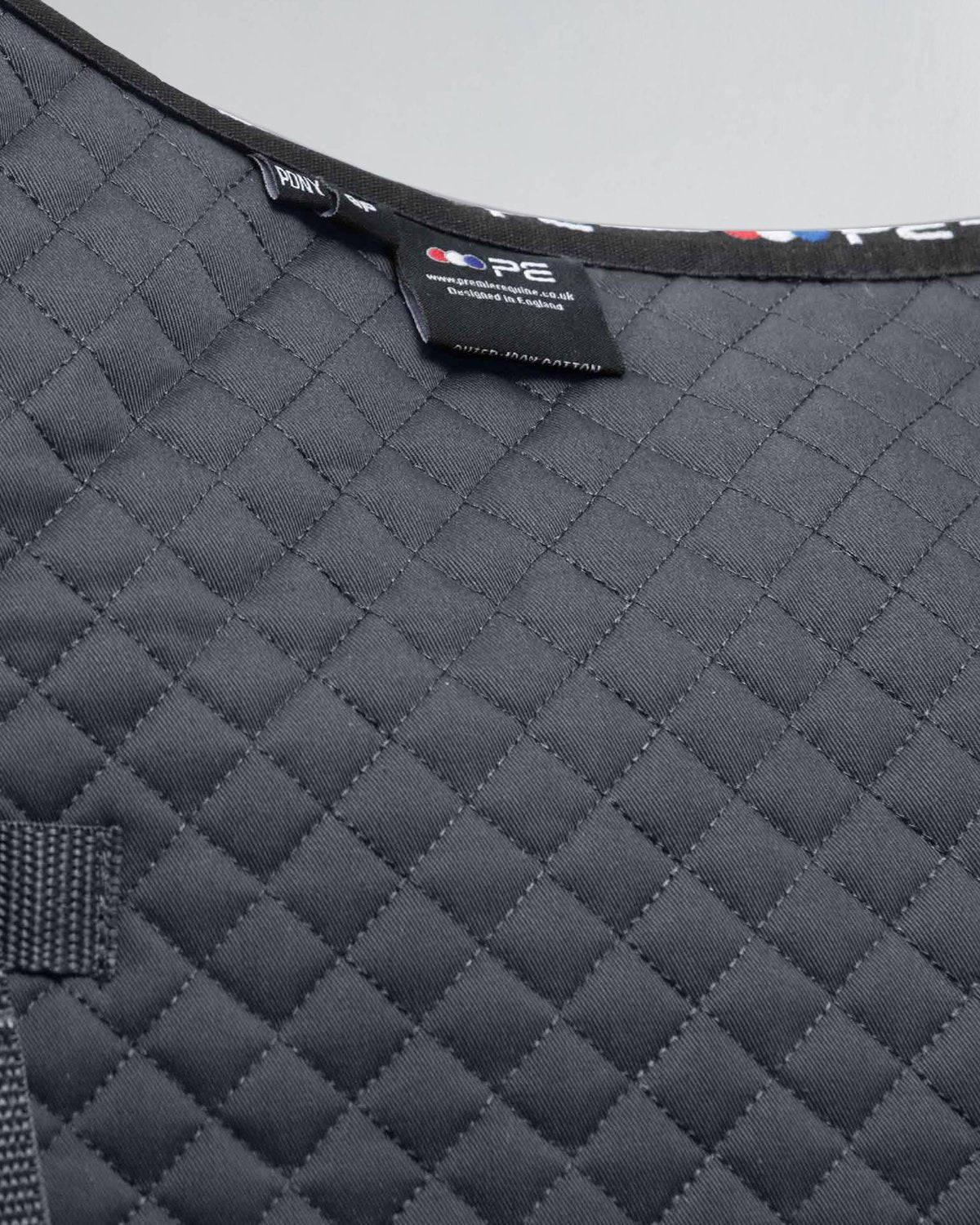 Premier Equine Pony Saddle Pad: Grey Cotton GP/Jump Quilted Pad