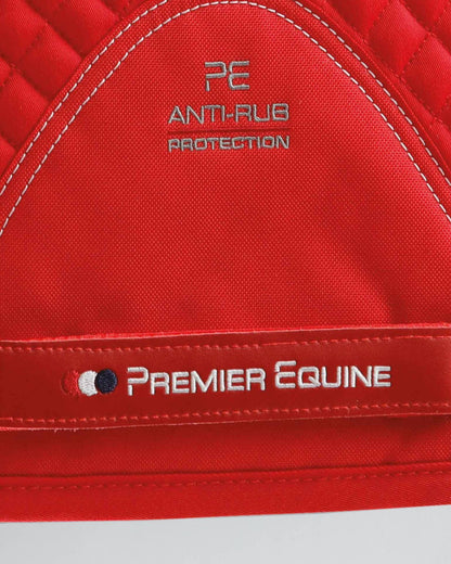 PREMIER EQUINE PONY Plain Cotton GP/Jump Square - Red Saddle Pad - Anti-Rub Protection