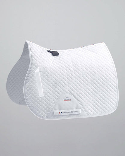 PREMIER EQUINE Pony Plain Cotton GP/Jump Saddle Pad - White. Comfort, Wicking, Anti-Rub Protection.