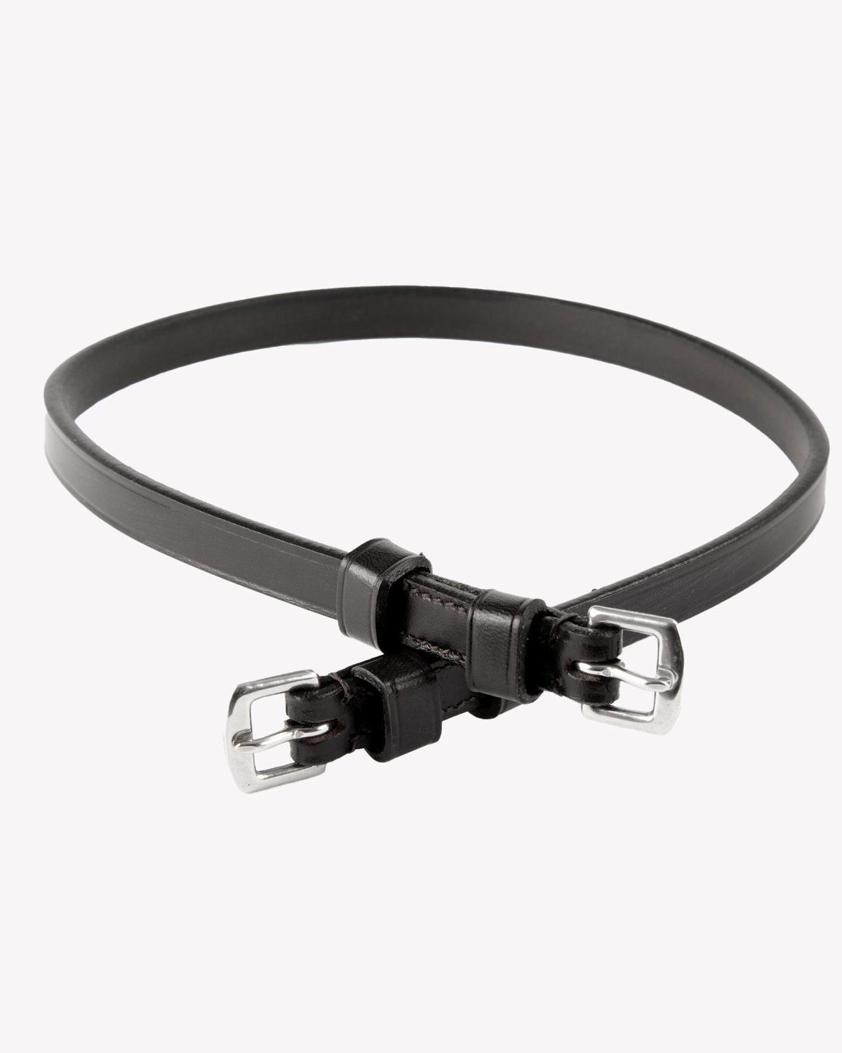 PREMIER EQUINE THROATLASH BLACK: Italian Leather Horse Bridle Throatlash with Stainless Steel Buckles