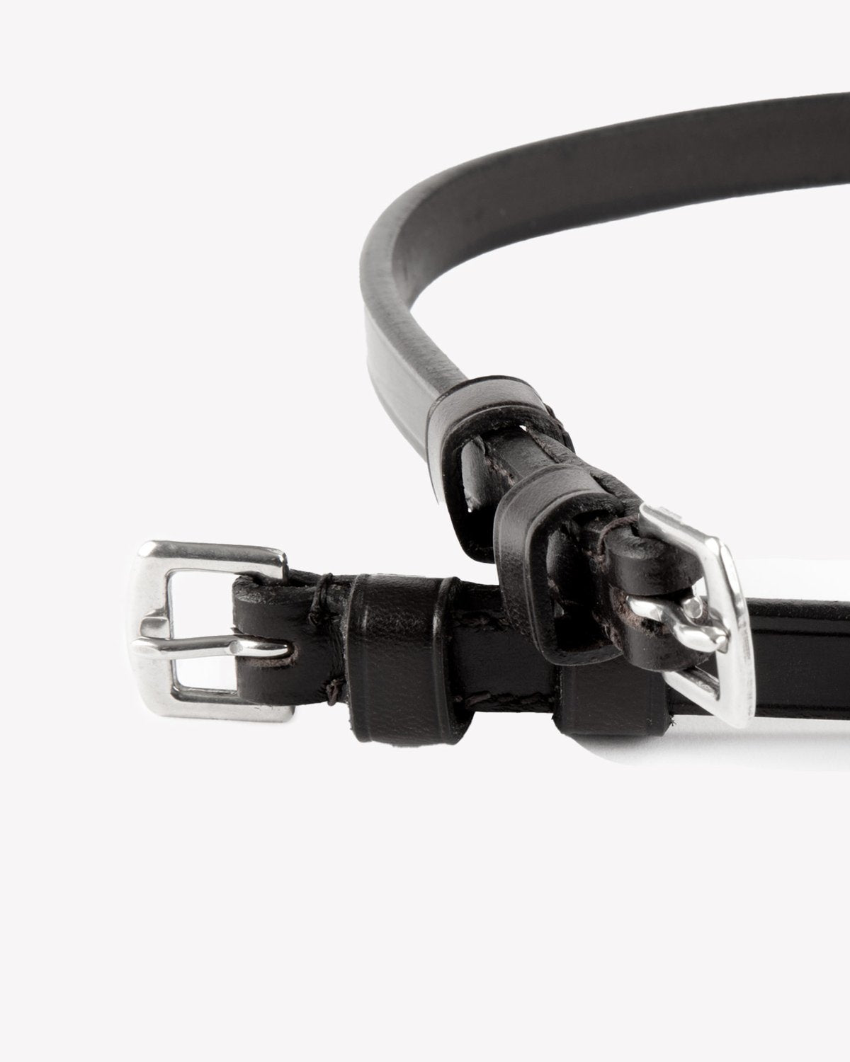 Premier Equine Black Leather Throatlash: Italian Leather Bridle Attachment with Stainless Steel Buckles