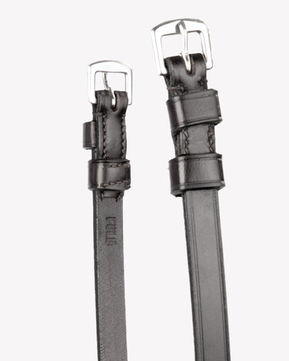 PREMIER EQUINE Black Throatlash: Italian Leather Bridle Attachment with Stainless Steel Buckles | Equiflair