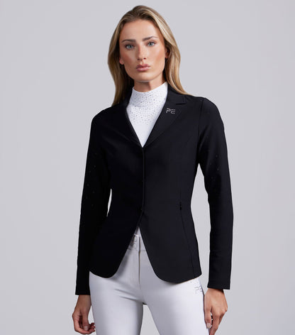 Women's black equestrian competition jacket with crystal details by Premier Equine