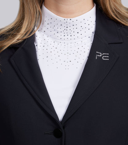 Premier Equine Black Women's Equestrian Competition Jacket with Diamante & PE Crystal Logo