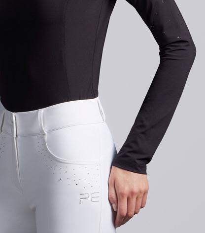 Premier Equine Women's Black Long Sleeve Equestrian Competition Shirt with Crystal Detail