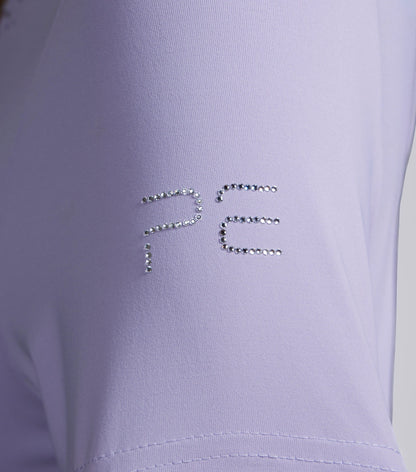 Premier Equine competition shirt women's short sleeve lilac with rhinestone logo
