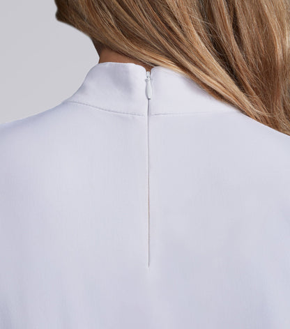 Premier Equine Women's White Short Sleeve Equestrian Competition Shirt with Invisible Back Zip