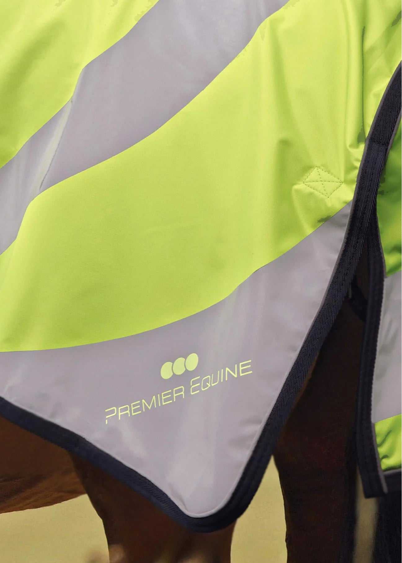 Premier Equine reflective exercise sheet yellow silver for horse riding safety