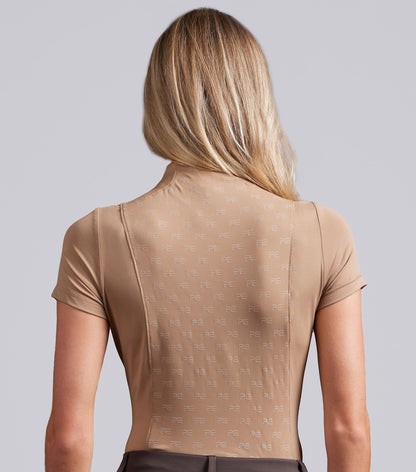 Premier Equine Valerius Women's Short Sleeve Equestrian Riding Top in Latte