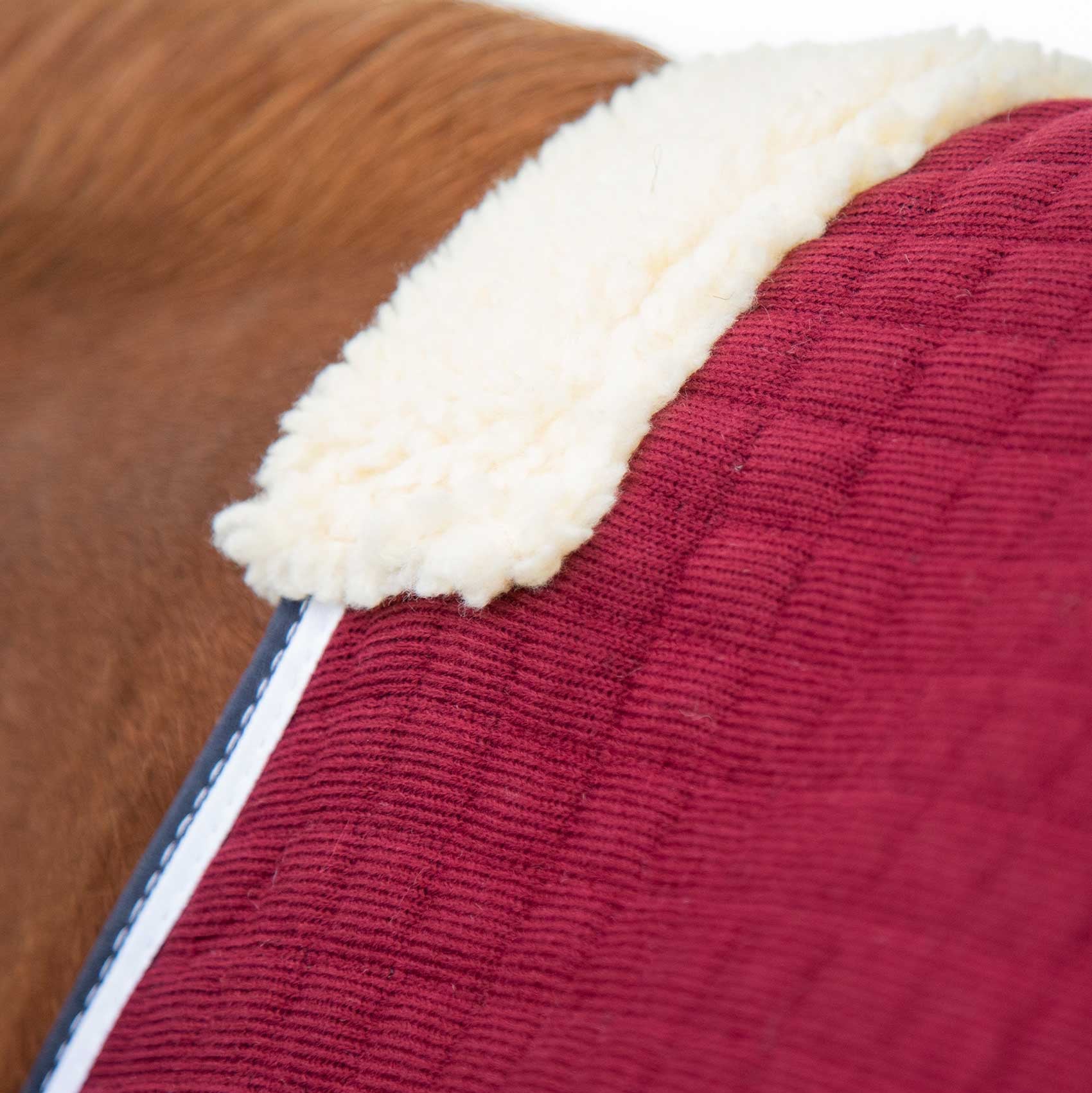 Premier Equine Burgundy Horse Cooler Rug - Equestrian Blanket close-up view