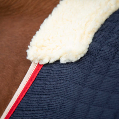 PREMIER EQUINE Premtex Navy Horse Cooler Rug: Fleece wither pad. Wicking, breathable horse rug for travel & after exercise.