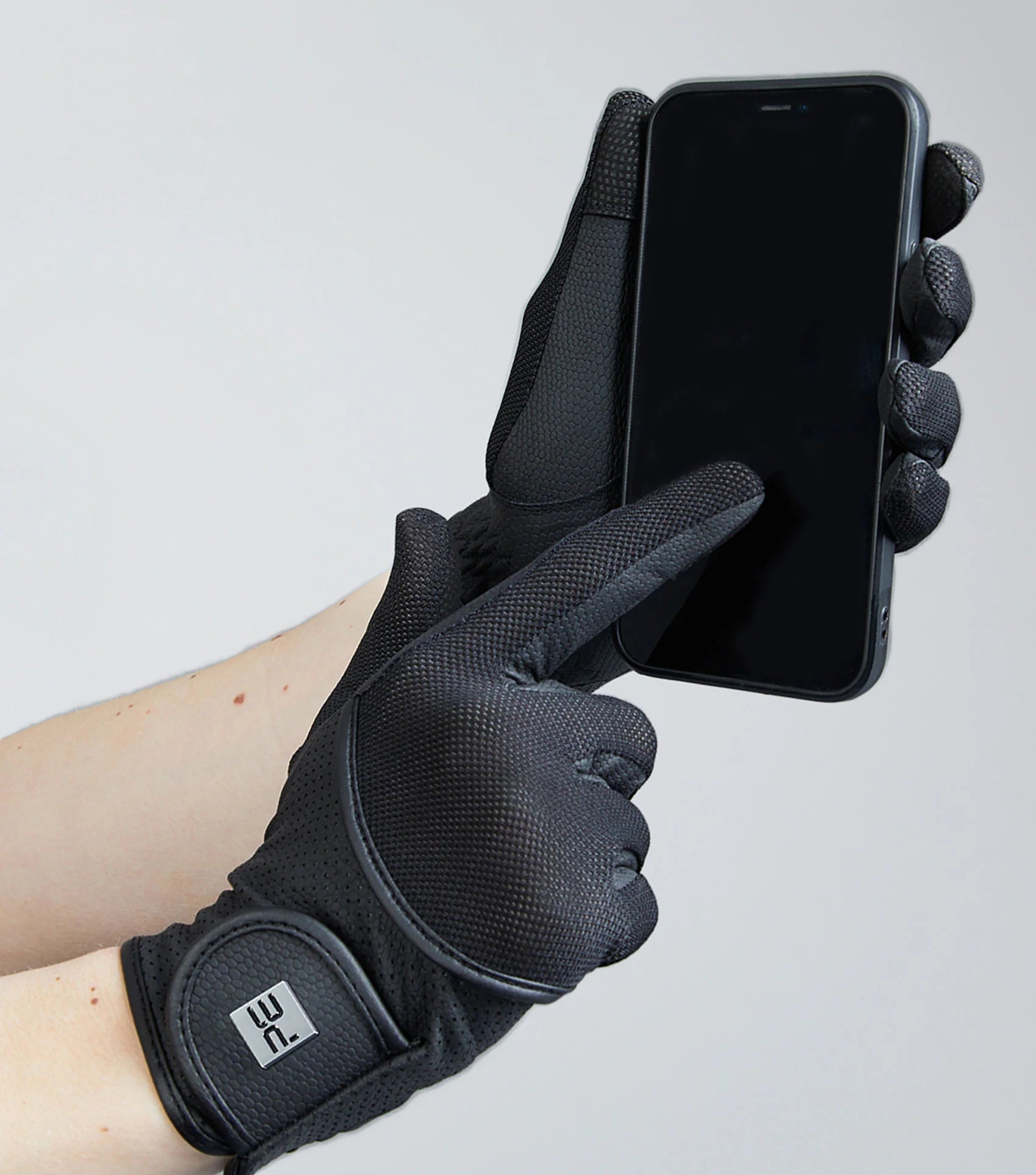 Premier Equine Presa Mesh Riding Gloves - Black, Equestrian Gloves, Touch Screen Compatible, Breathable