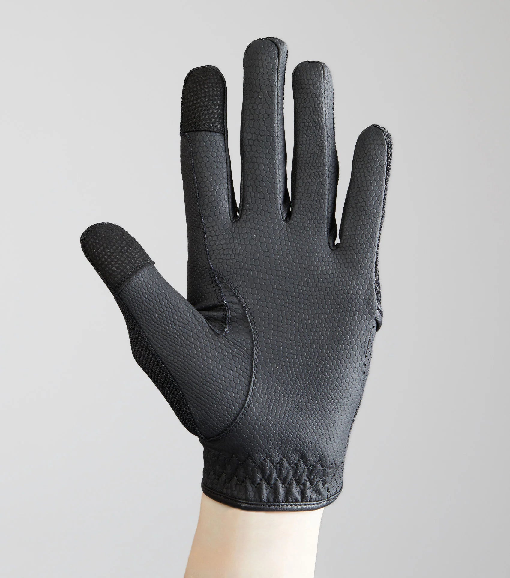 Premier Equine Presa Black Mesh Riding Glove: Equestrian Handwear with Touch Screen Compatibility