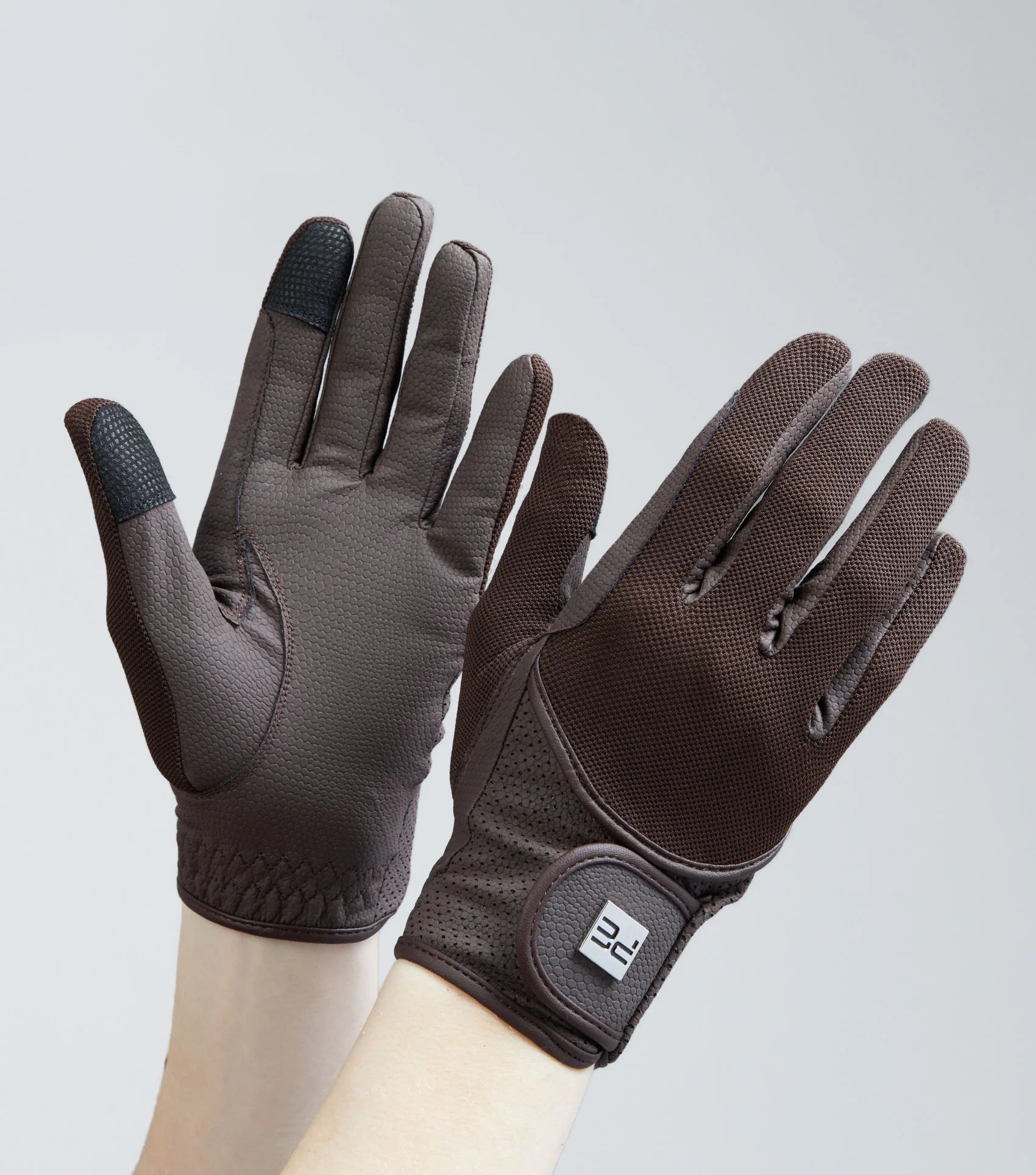 Premier Equine Presa Mesh Brown Riding Gloves: Breathable Equestrian Gloves with Touch Screen Compatibility | Equiflair