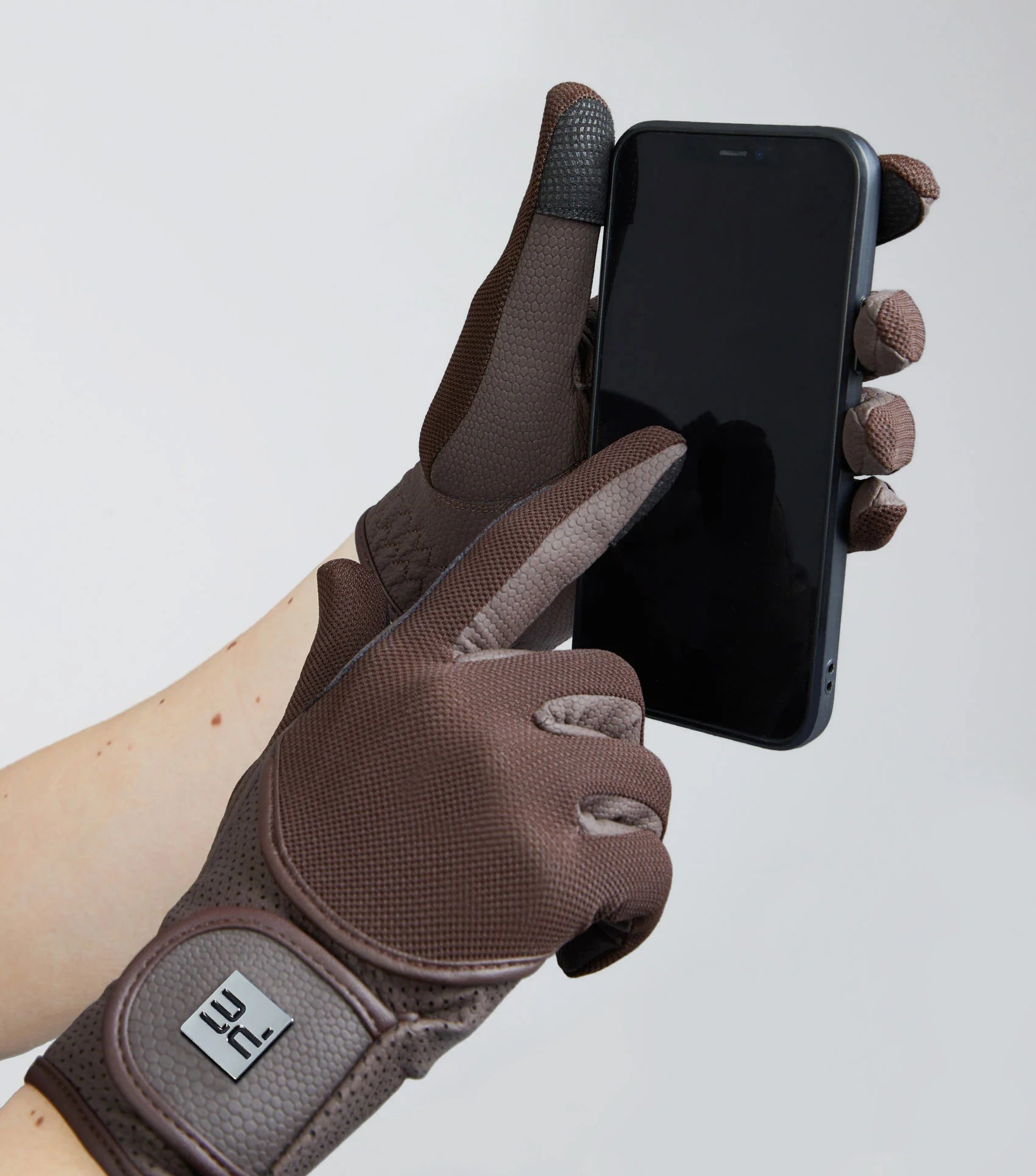PREMIER EQUINE Brown Mesh Riding Gloves - Touch Screen Compatible Equestrian Glove for Competition & Everyday Use