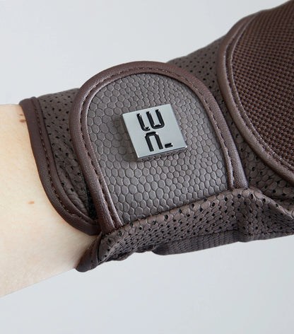 PREMIER EQUINE Presa Mesh Brown Riding Gloves: Breathable Equestrian Gloves with Touch Screen Compatibility