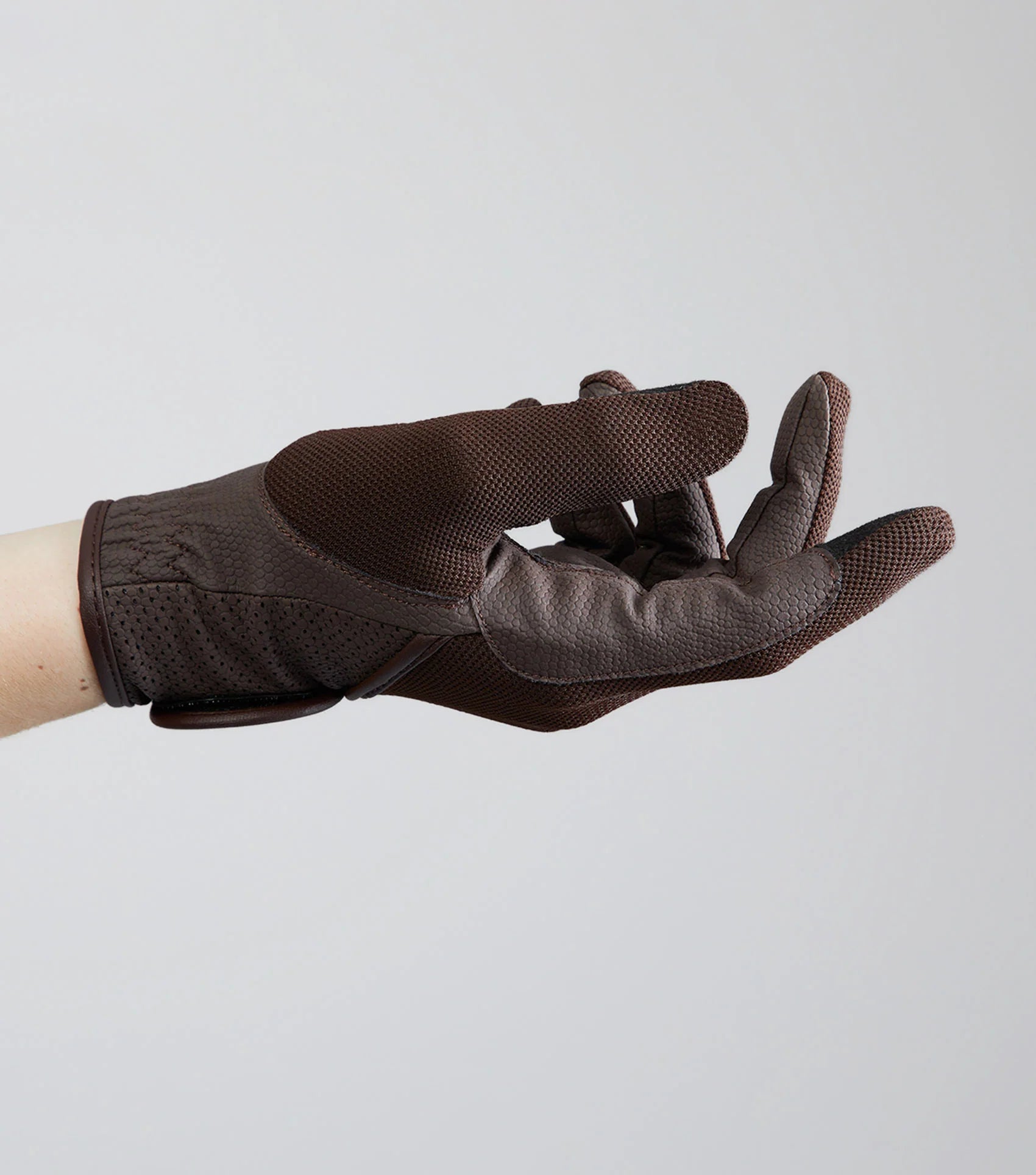 Premier Equine Brown Mesh Riding Gloves: Breathable, Touchscreen Compatible Equestrian Gear