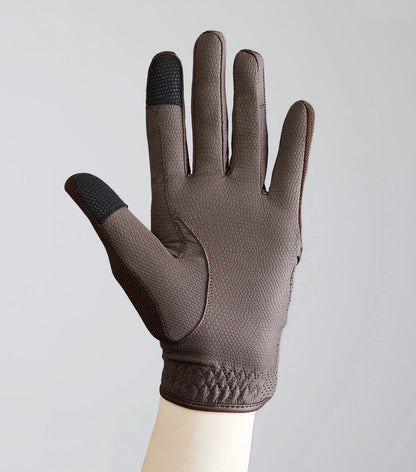 Premier Equine Presa Mesh Riding Gloves - Brown, Touchscreen Compatible, Equestrian Gear