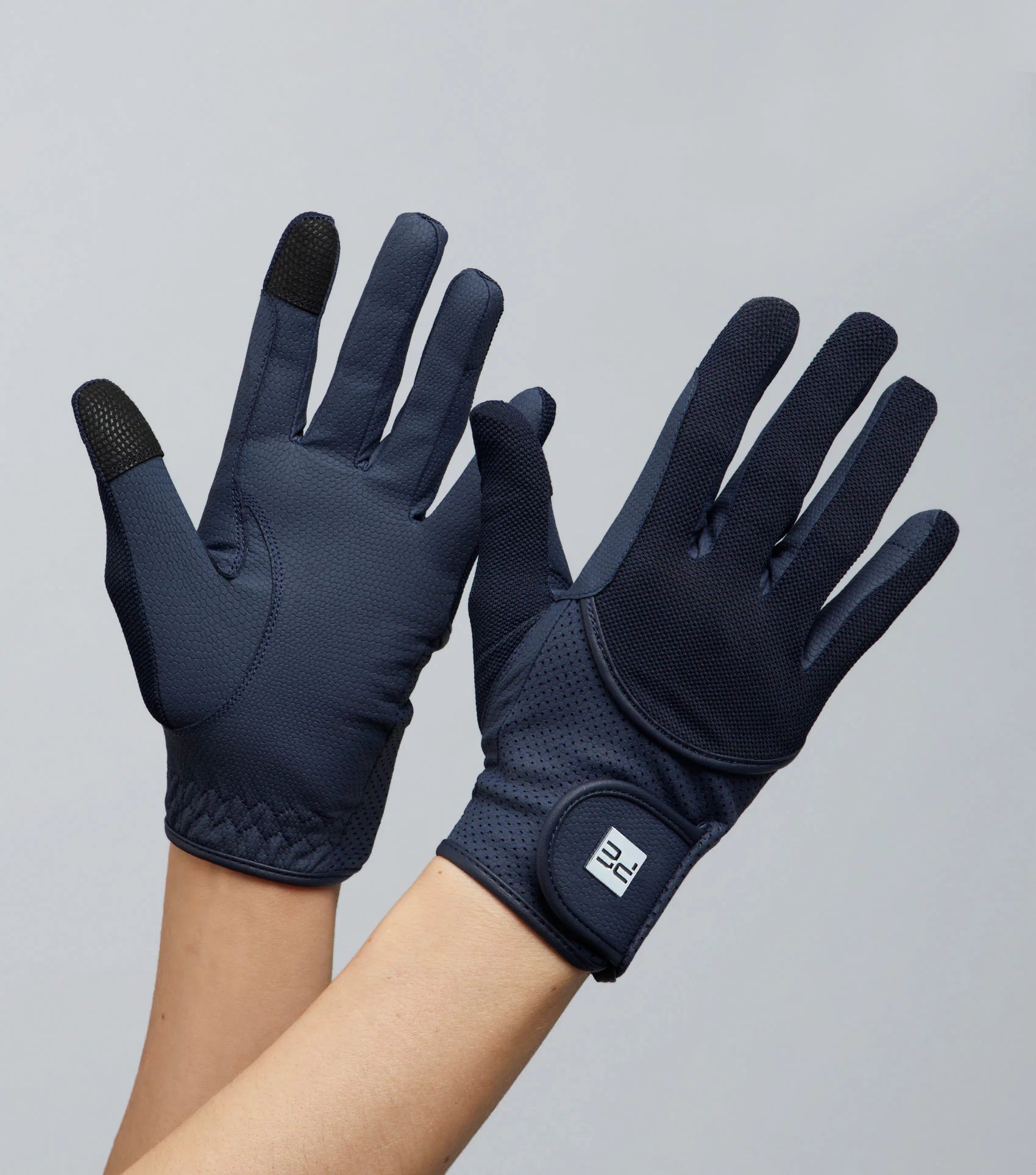 Premier Equine Presa Mesh Riding Gloves Navy - Breathable Equestrian Gloves with Touchscreen Fingers