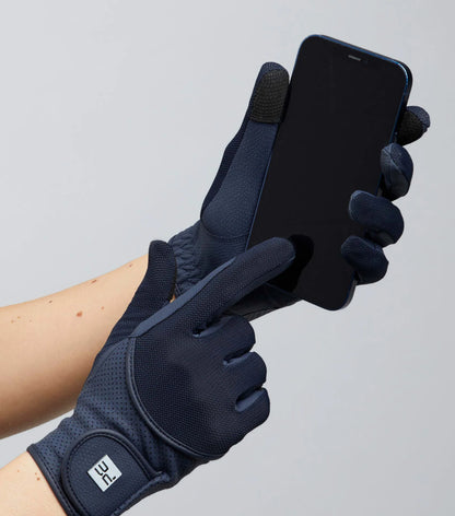 Premier Equine Presa Mesh Riding Gloves Navy Touchscreen Equestrian Gear