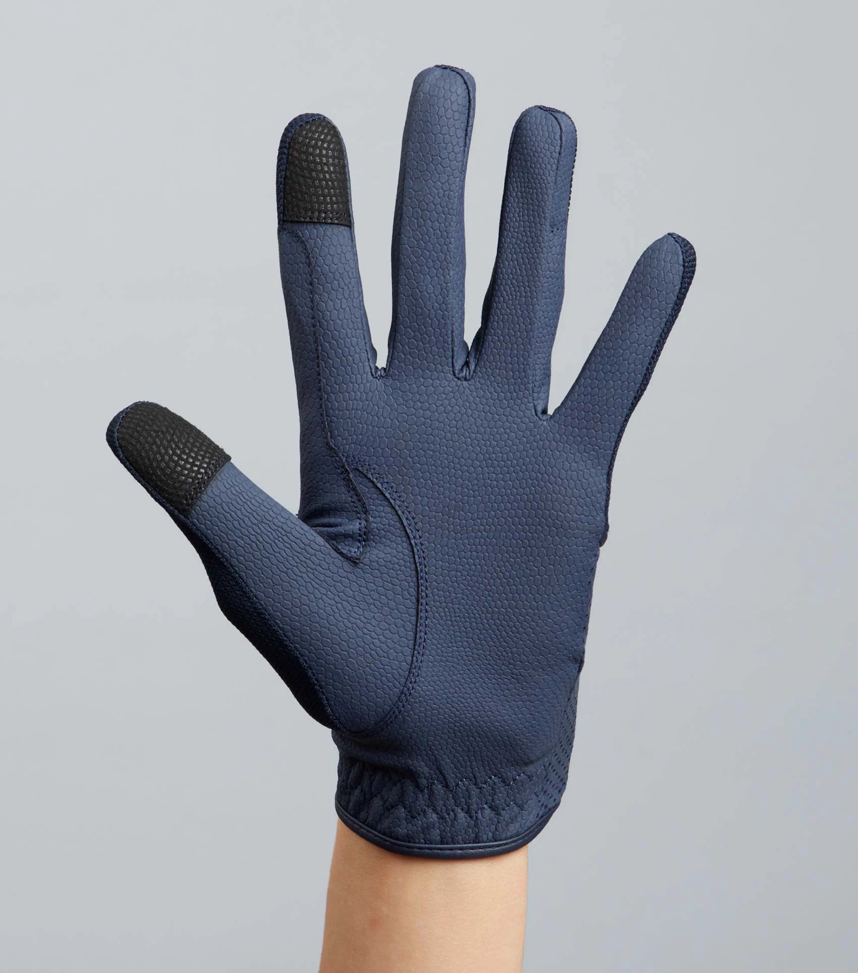 PREMIER EQUINE Presa Mesh Riding Gloves Navy: Breathable equestrian gloves with touch screen compatibility.
