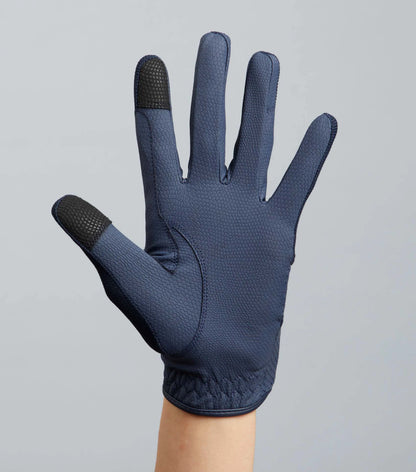 PREMIER EQUINE Presa Mesh Riding Gloves Navy: Breathable equestrian gloves with touch screen compatibility.