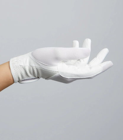 PREMIER EQUINE Presa Mesh Competition Riding Gloves - White. Breathable Equestrian Gloves for women