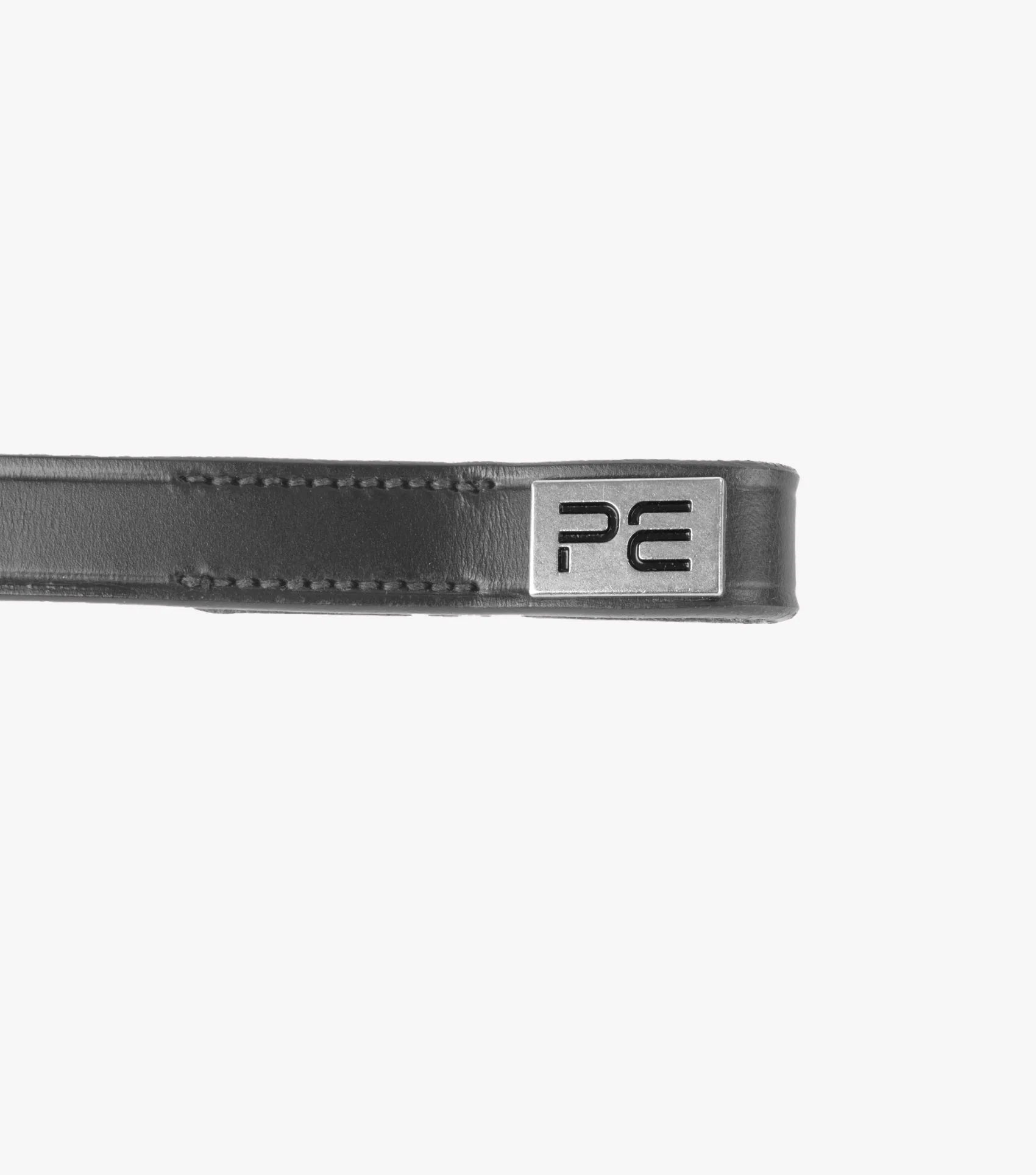 Premier Equine Primo Hunter Browband - Black Leather Horse Browband with PE Logo - Show Browband