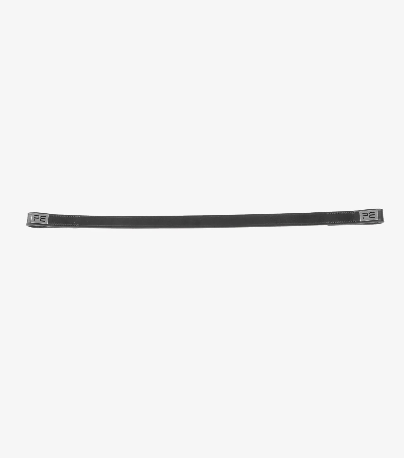 Premier Equine Primo Hunter Browband - Black Italian Leather, Flat Design for Showing, PE Branded Brooch