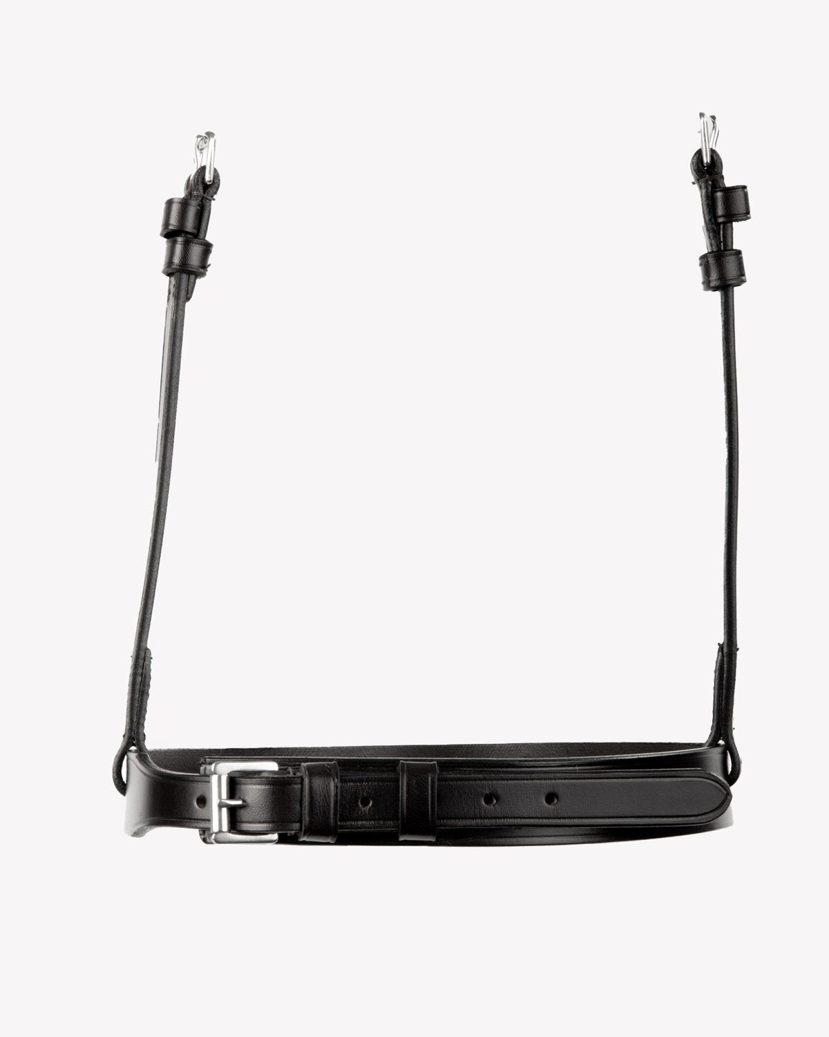 PREMIER EQUINE PRIMO HUNTER CAVESSON NOSEBAND Black Italian Leather Equestrian Noseband with Stainless Steel Buckle
