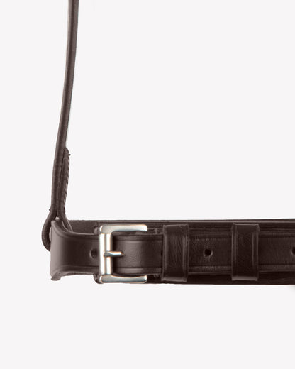 PREMIER EQUINE PRIMO HUNTER Cavesson Noseband - Brown Leather Horse Noseband for Equestrian Showing