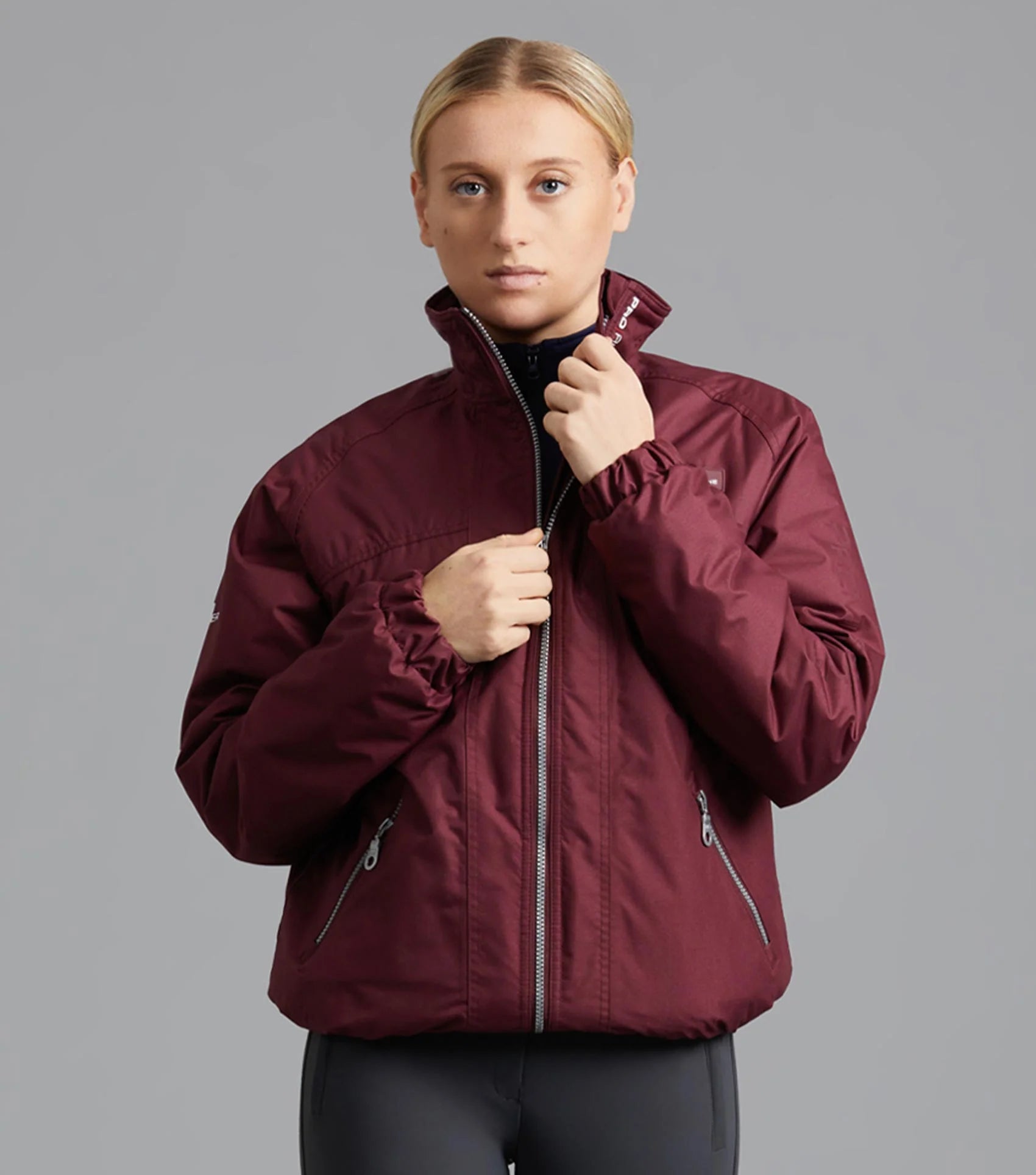 Premier Equine Pro Rider Waterproof Riding Jacket - Wine Color. Unisex equestrian jacket, premium quality, riding apparel.