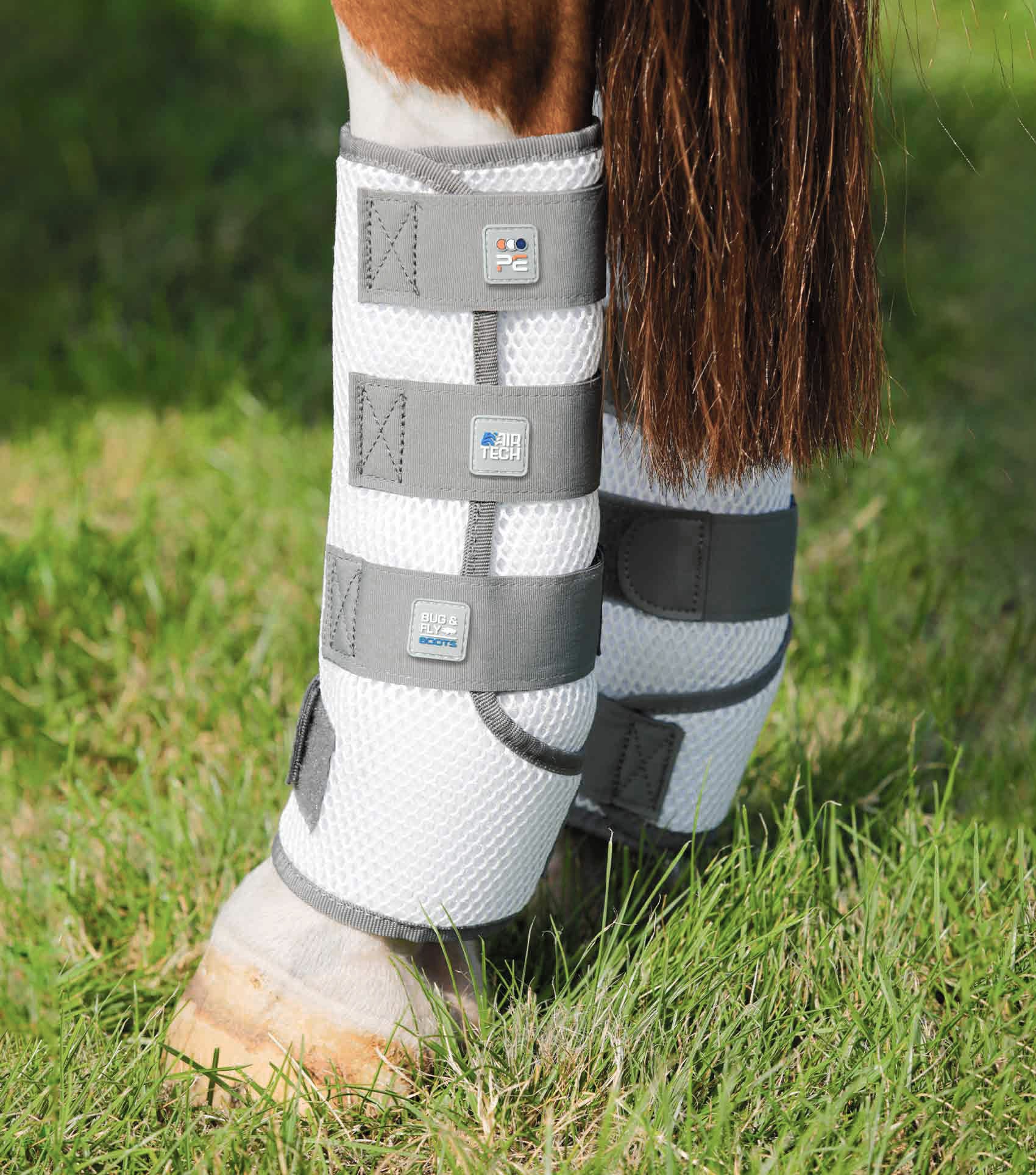Premier Equine White Horse Fly Boots: Breathable Leg Protection from Bugs