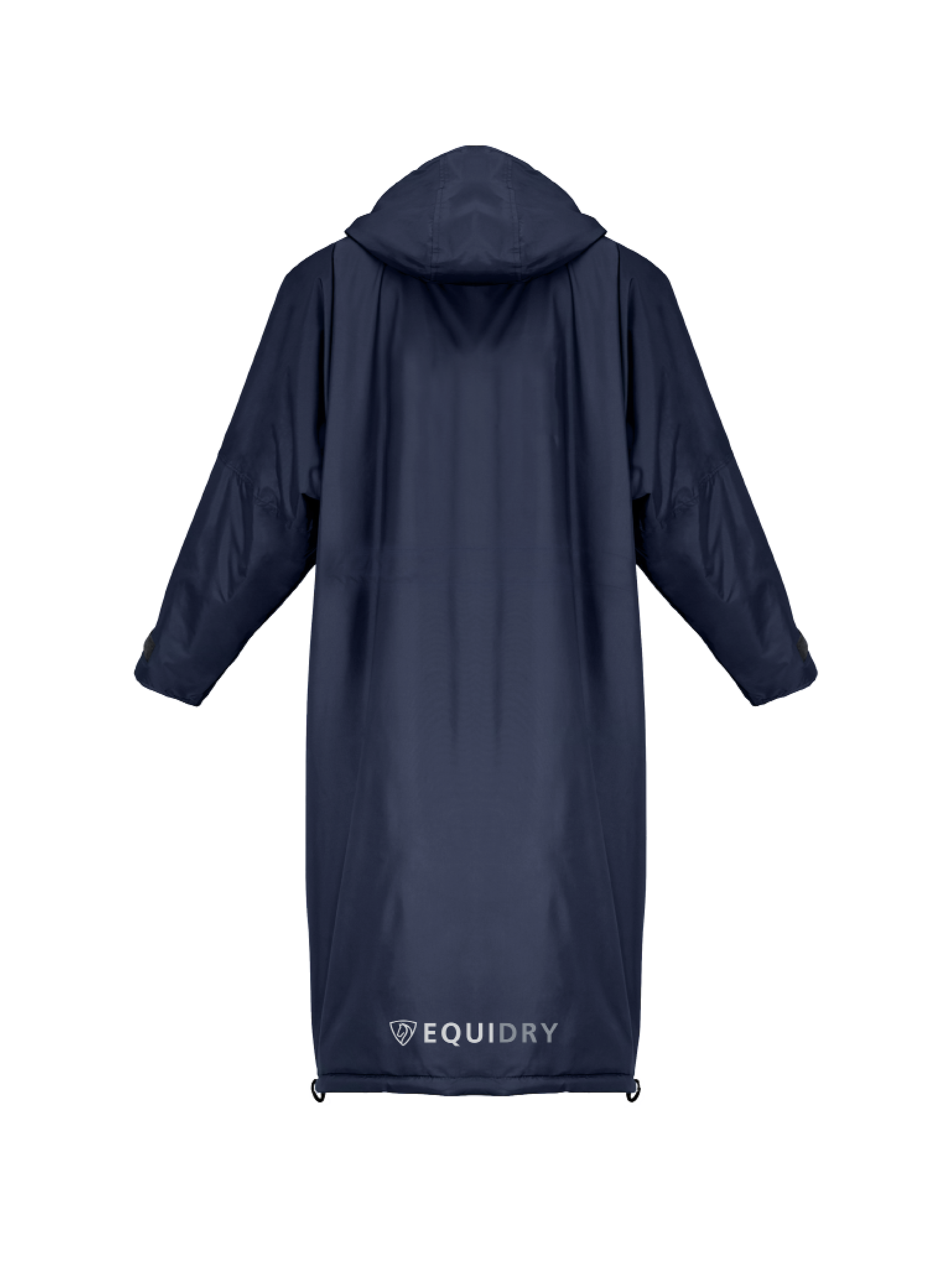 Evolution iD discreet logo Men's Lightweight Waterproof Horse Riding Jacket Thin Fleece Lining Stowaway Hood in navy back