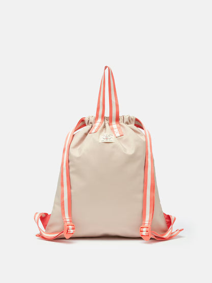 JOULES PACKWELL Neutral Rucksack - Equiflair: Water Resistant Drawstring Backpack