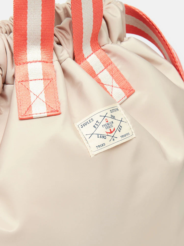 Joules Packwell Neutral Rucksack: Water Resistant Drawstring Bag from Equiflair. Stylish & Functional!