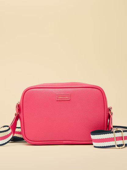 Joules Pink Cross Body Bag with Striped Strap - Equiflair