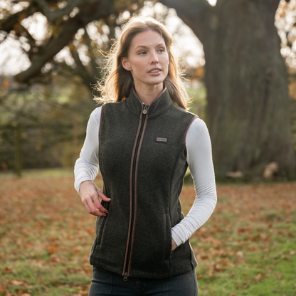 TOGGI Regent Women's Fleece Gilet with melange effect, woman outdoors