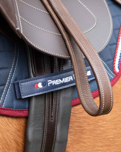 PREMIER EQUINE Rapone Brown Leather Girth for Equestrian Use: Premium Quality, D-Ring, Stainless Steel Buckles