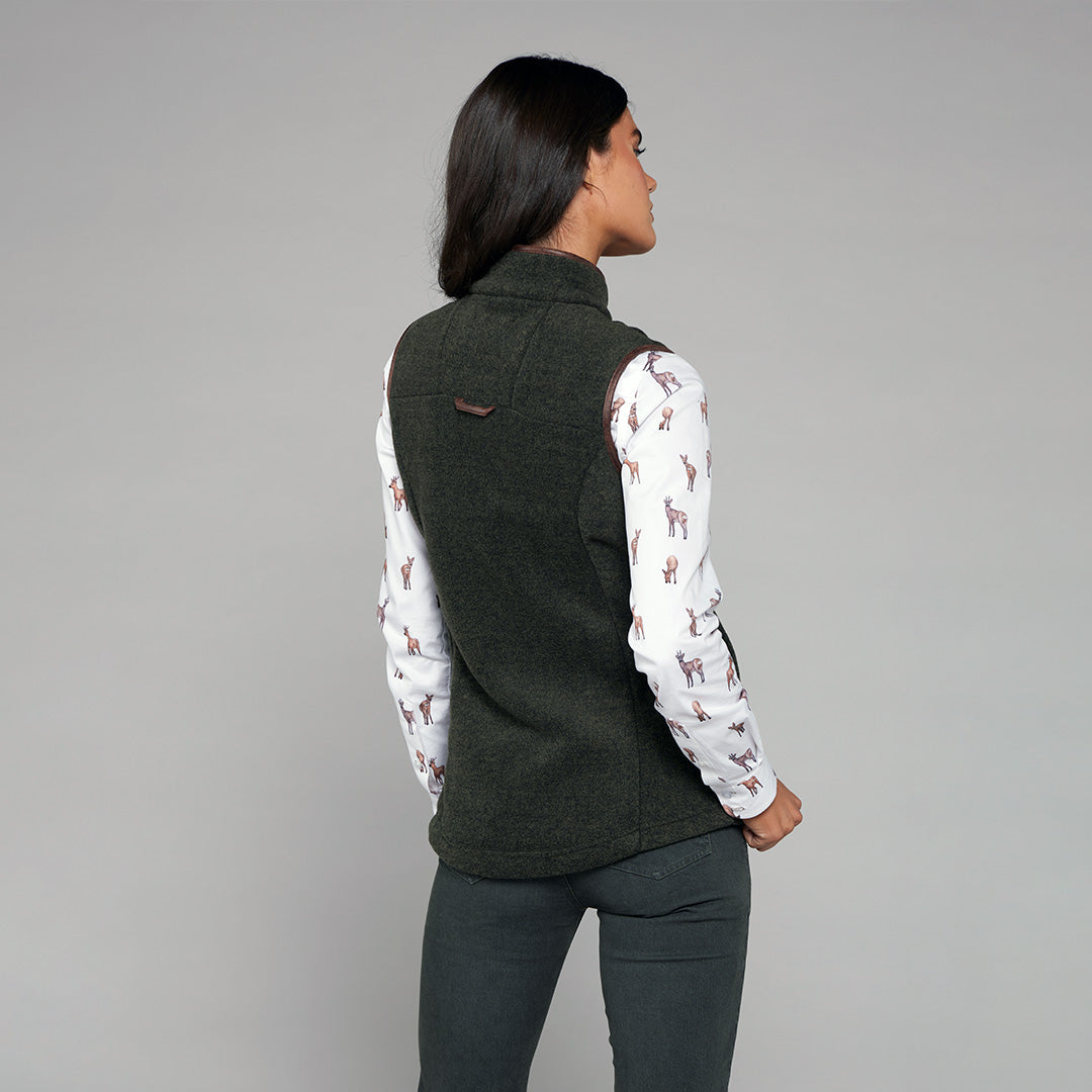 TOGGI REGENT Womens Fleece Gilet in dark green with deer print shirt