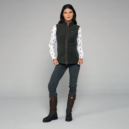 TOGGI Regent Womens Fleece Gilet - Classic country zip-through style with faux leather binding.