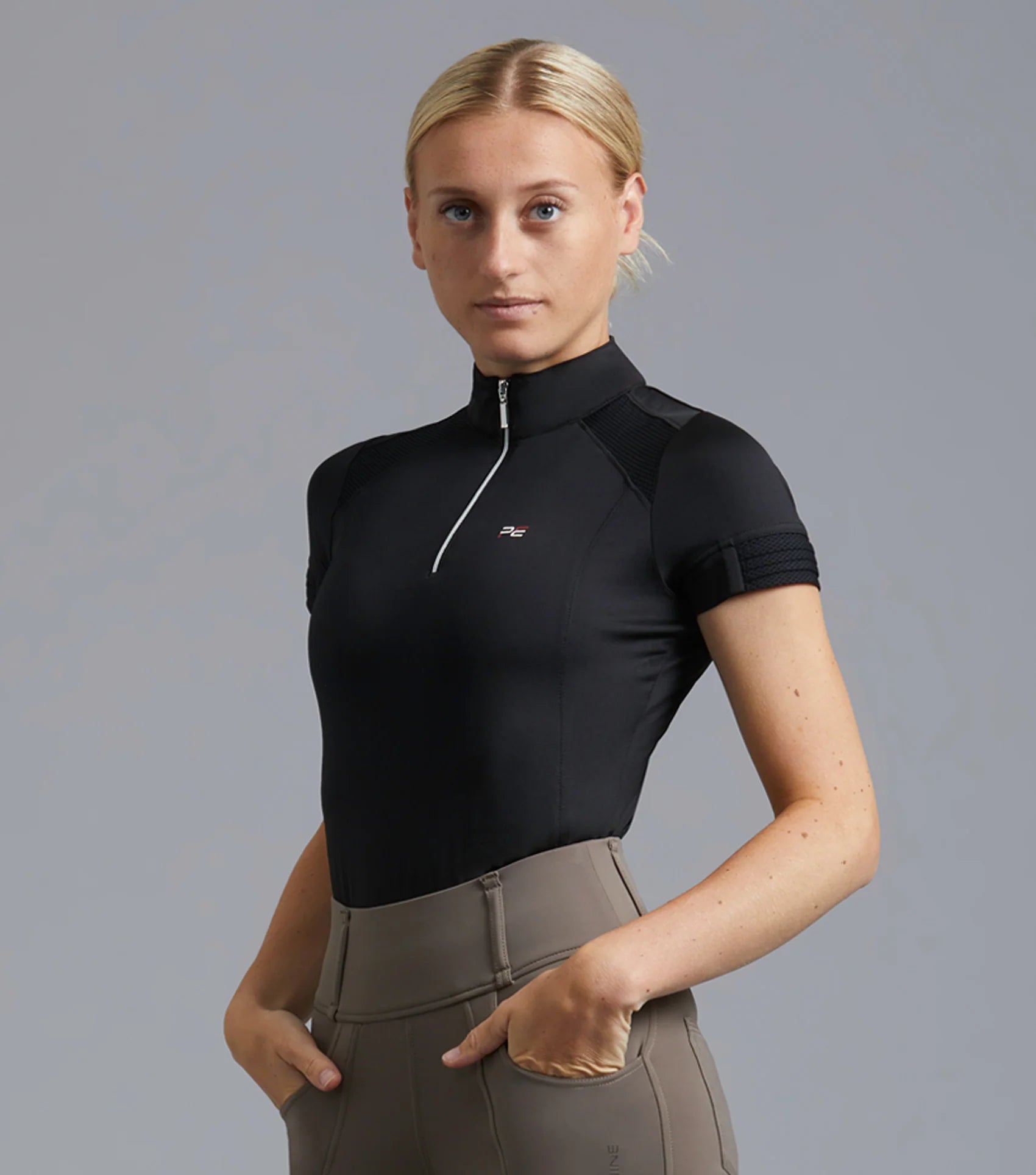 Premier Equine Ladies Black Technical Short Sleeve Riding Top