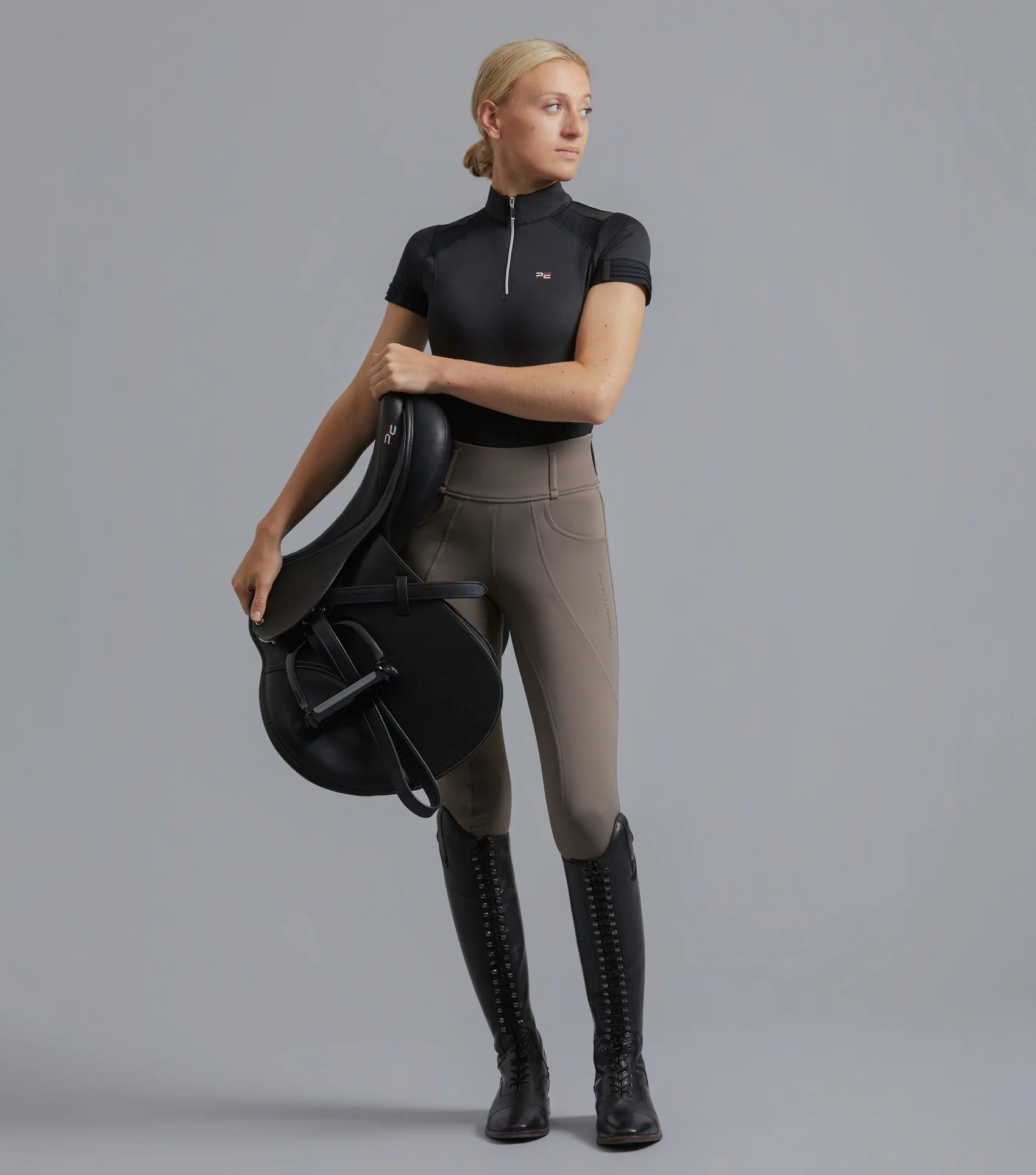 PREMIER EQUINE REMISA Ladies Technical Short Sleeve Riding Top Black - Equiflair. Product code - 4140