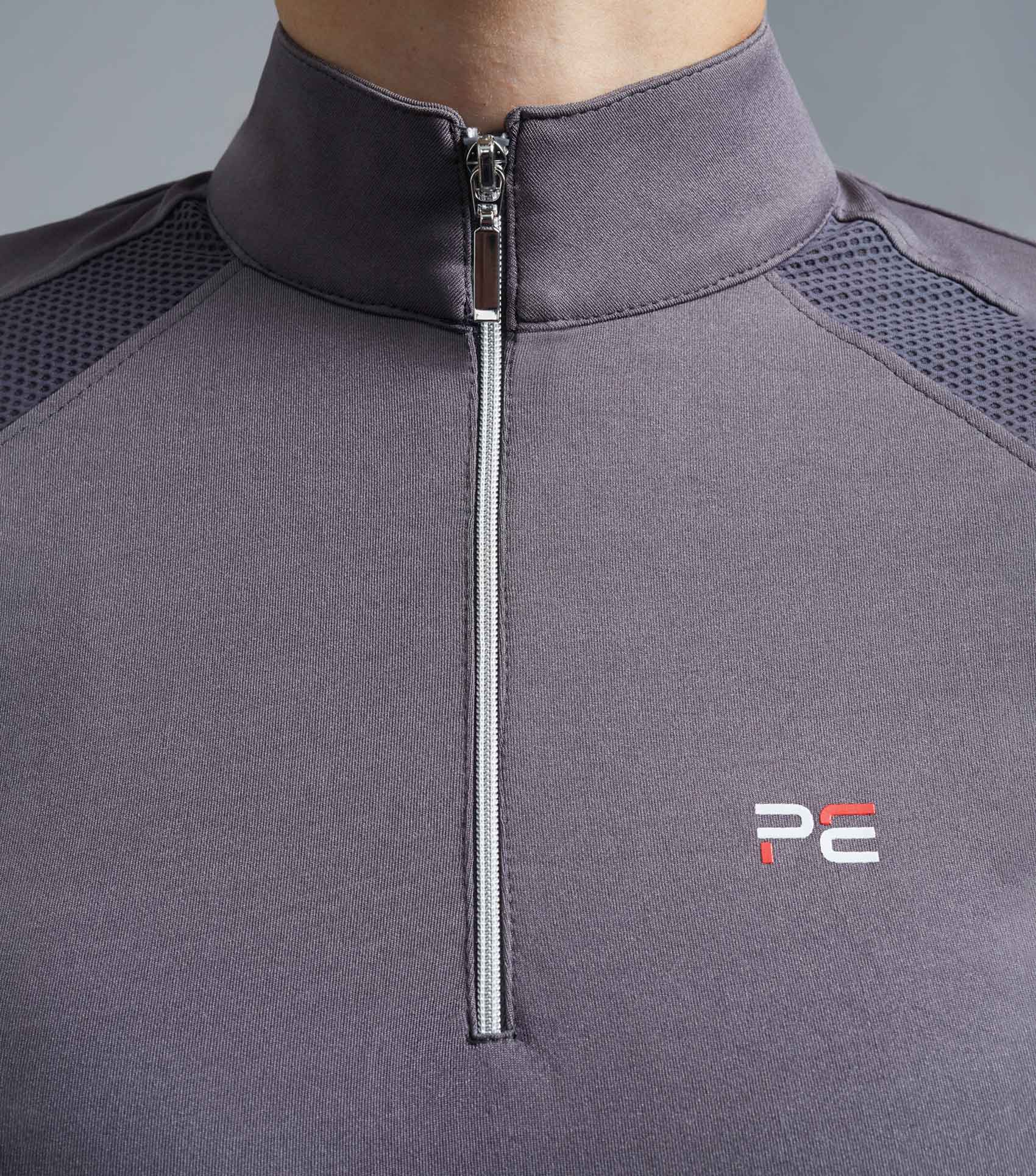 Premier Equine Remisa Anthracite Grey Ladies Riding Top - Technical Short Sleeve