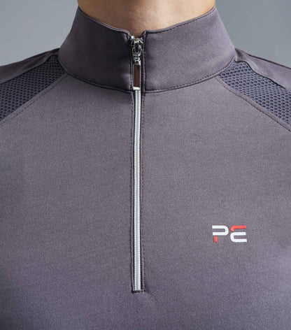 Premier Equine Remisa Anthracite Grey Ladies Riding Top - Technical Short Sleeve