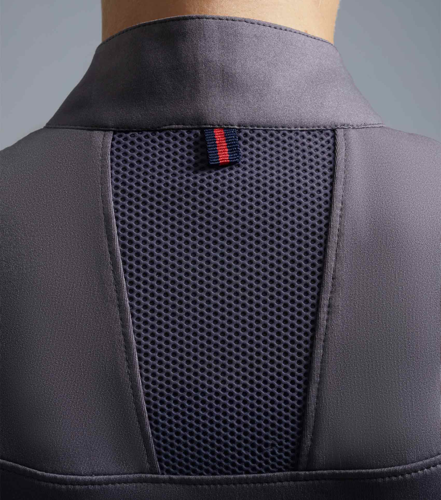 PREMIER EQUINE REMISA ladies technical riding top anthracite grey. Moisture wicking, ventilation panels, YKK zip.