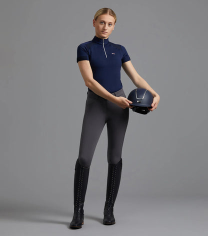 Premier Equine Remisa Navy Riding Top: Ladies Technical Short Sleeve Equestrian Shirt, Moisture Wicking, Lightweight