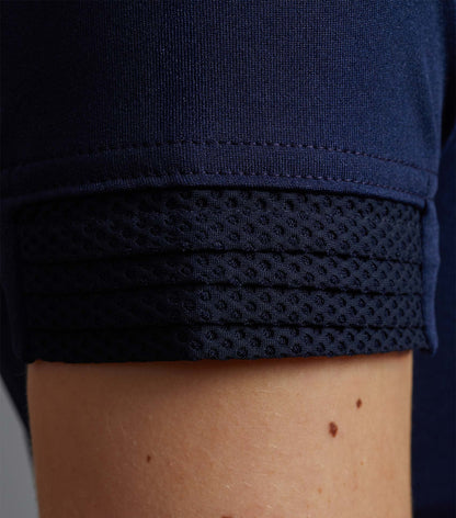 Premier Equine Remisa Navy Ladies Technical Riding Top with Short Sleeves, Fitted Design, Ventilation & Moisture Wicking.